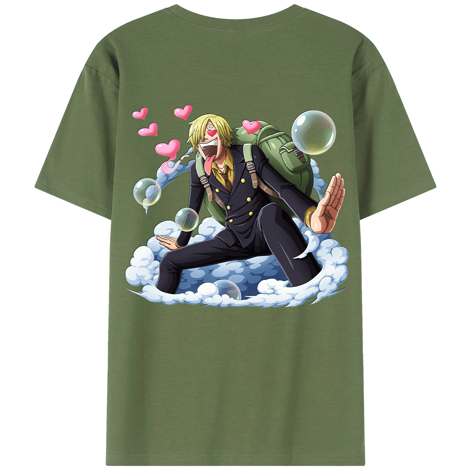 （画像用） ワンピース サンジ ONE PIECE Sanji 綿100％ メンズ半袖Tシャツ（バックプリント） 通気性